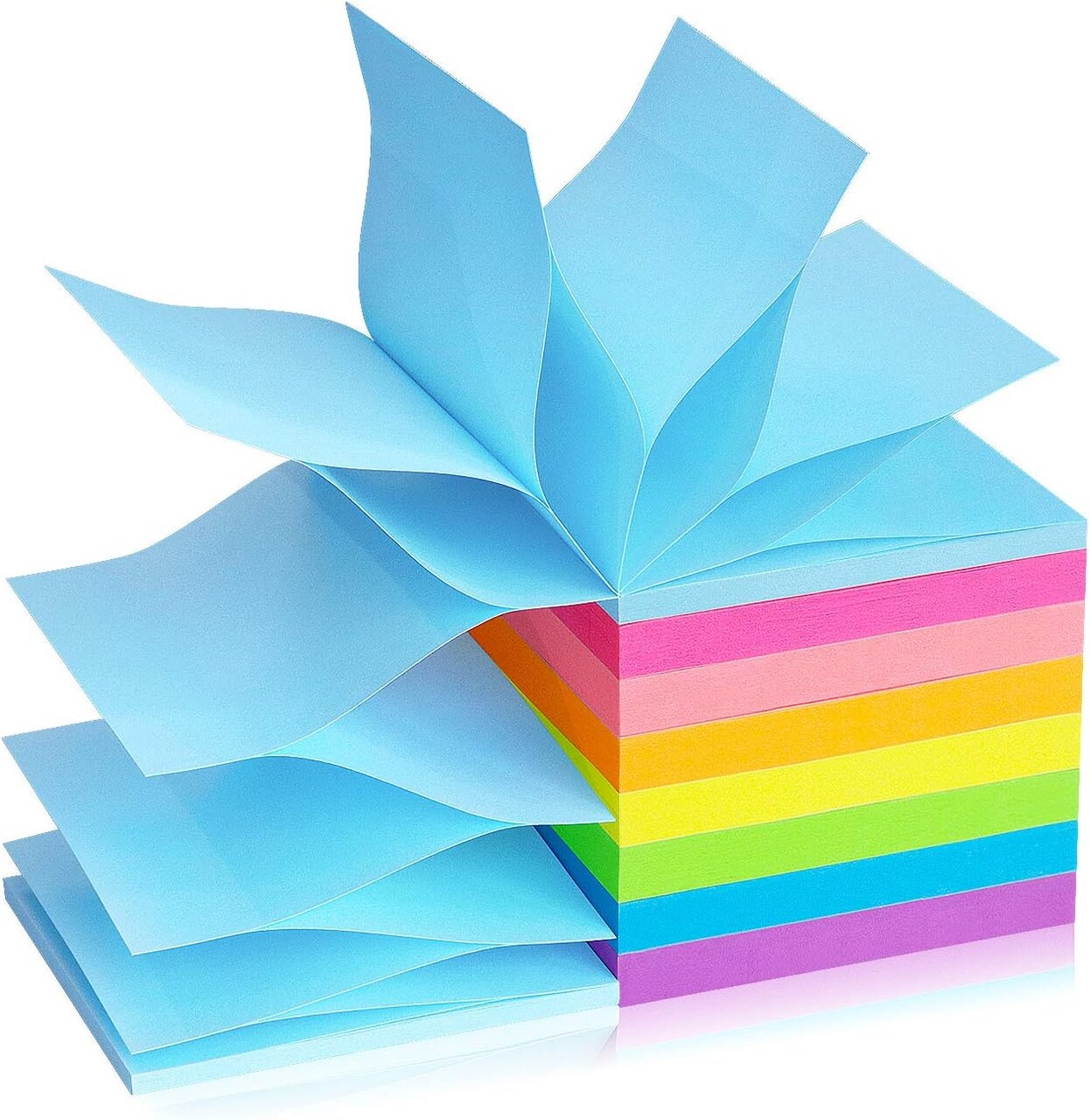 Pop Up Sticky Notes, 8 Bright Multi Colors,Accordion Self-Stick Notes, Purple Sticky Notes 8 Pads 80 Sheet/Pad
